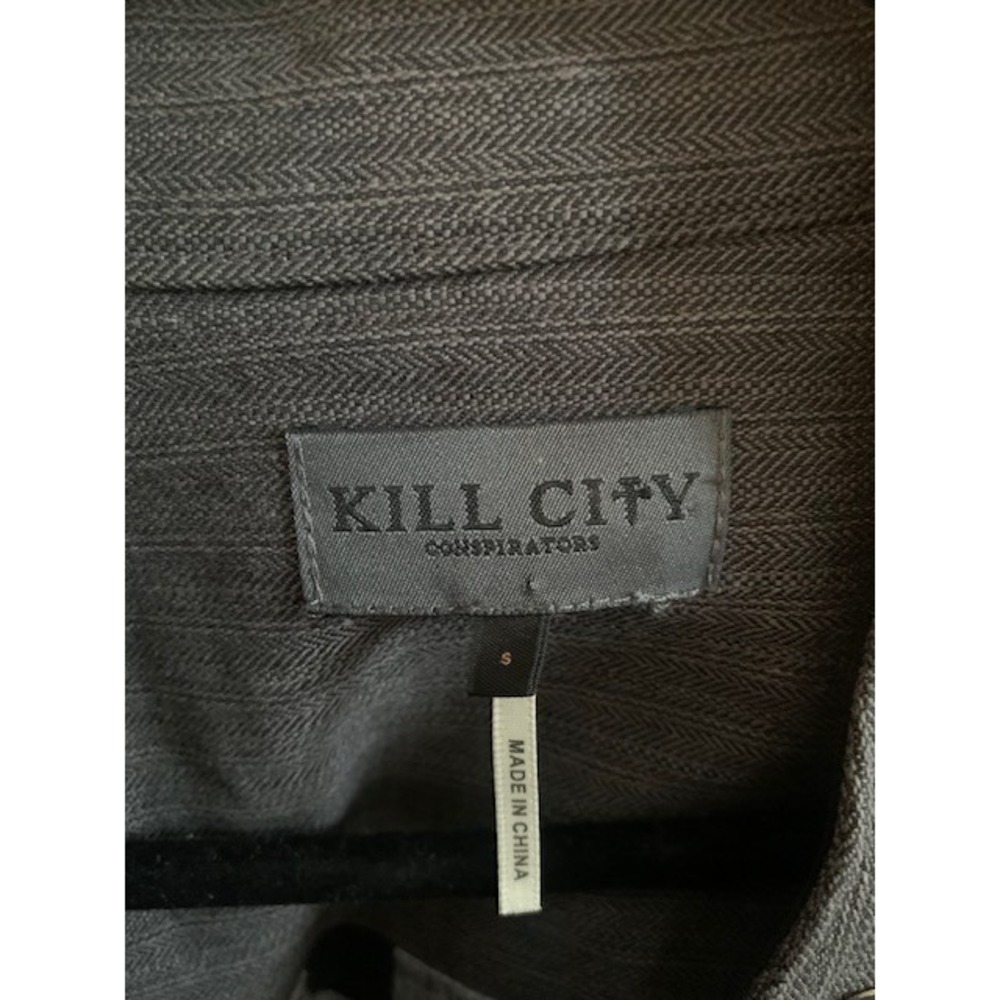 KILL CITY Conspirators Asymmetrical Zip Moto Jacket Gray Herringbone Lined S - Picture 3 of 7